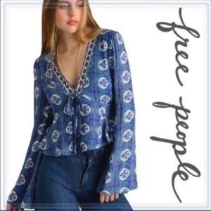 Free People bell sleeve peplum blouse